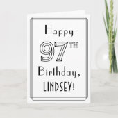 幸せな97誕生日、アールデコスタイル(名前をカスタムする付き) カード (正面)