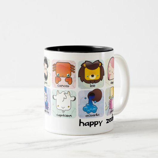 幸せな(占星術の)十二宮図のマグ ツートーンマグカップ (正面右)
