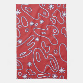 幸せな、白く赤い、塊及び青のSquiggles キッチンタオル (縦)