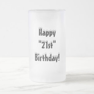 幸せな"第21 "誕生日! -曇らされたマグ フロストグラスビールジョッキ