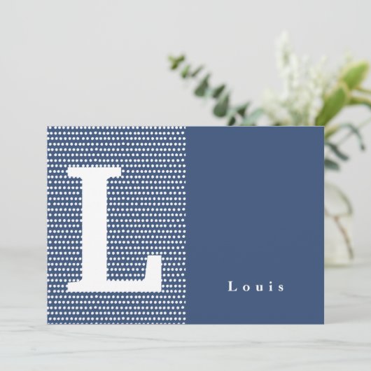 幸せな|青点々のあるい誕生案内 案内状 (スタンド正面)