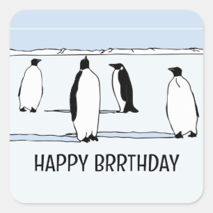 幸せなBRRthdayペンギンの冬の誕生日おめでとう スクエアシール