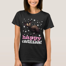 幸せなCatmas! -女性のおもしろいなクリスマス猫 Tシャツ