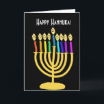 幸せなChannukah Menora/Chanukia シーズンカード<br><div class="desc">hanuka、hannuka、hannukah、hanukah、hannukkah、ハヌカーのchanuka、channuka、channukah、ハヌカー（ユダヤ教の祭り）、channukkah、chanukkahのchanukia、chanukkia、hanukia、hanukkia、menora、mennora、menorraの休日、ユダヤ教ユダヤ人、休日"幸せなハヌカー"、幸せな顔"、candelabra、</div>