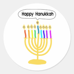幸せなChannukah Menora/Chanukia ラウンドシール