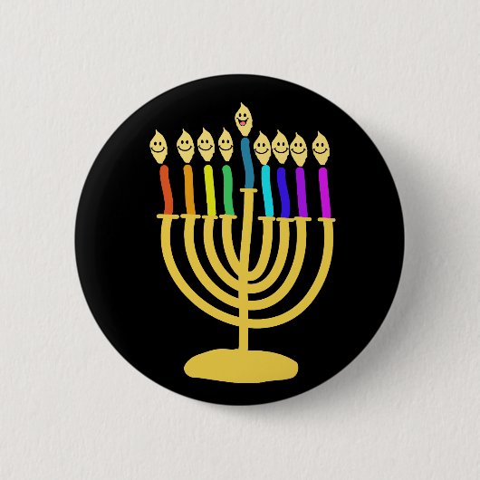 幸せなChannukah Menora/Chanukia 缶バッジ (正面)