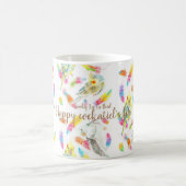 幸せなcockatielの生命 コーヒーマグカップ (中央)