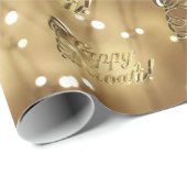幸せなDiwaliのエレガントでフェイクな金ゴールドホイルの原稿 ラッピングペーパー (ロールコーナー)