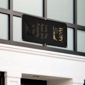 幸せなDiwaliのエレガントで黒い金ゴールドのタイポグラフィ 横断幕 (ビルの外側)