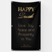 幸せなDiwaliのエレガントで黒い金ゴールドのタイポグラフィ 横断幕 (縦)
