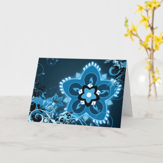 幸せなdiwaliのハイファイrangoli カード (黄色い花)