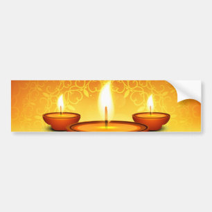 幸せなDiwaliの稲妻のランプの金緑 バンパーステッカー
