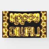 幸せなDiwali黄色い金ライトタイポグラフィの星 横断幕 (横)