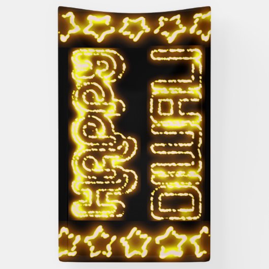 幸せなDiwali黄色い金ライトタイポグラフィの星 横断幕 (縦)