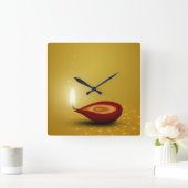 幸せなDiwali Diya -柱時計 スクエア壁時計 (ホーム)