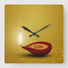 幸せなDiwali Diya -柱時計 スクエア壁時計