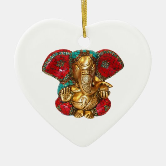 幸せなDIWALI - GANAPATI Ganeshありがとう セラミックオーナメント (正面)
