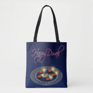 幸せなDiwali Ganesha Rangoli -全にプリントのトート トートバッグ