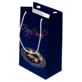 幸せなDiwali Ganesha Rangoli -小さいギフトバッグ スモールペーパーバッグ (裏面アングル)