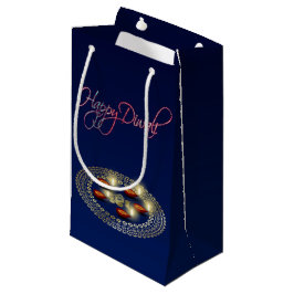 幸せなDiwali Ganesha Rangoli -小さいギフトバッグ スモールペーパーバッグ