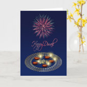 幸せなDiwali Ganesha Rangoli -挨拶状 カード (黄色い花)