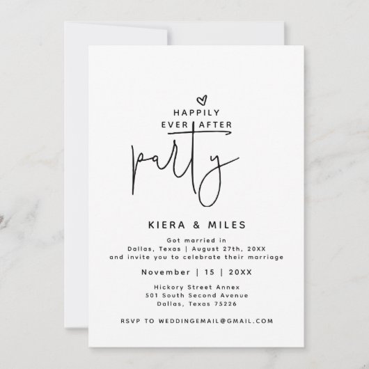 幸せなEver Afterパーティー披露宴のみ写真 招待状 (正面)