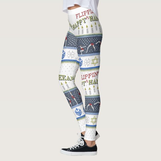 幸せなFlippinハヌカーの"セーター"のレギンス レギンス (左)