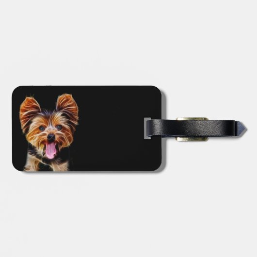 幸せなfractaliusのヨークシャーテリア ラゲッジタグ (裏面横)