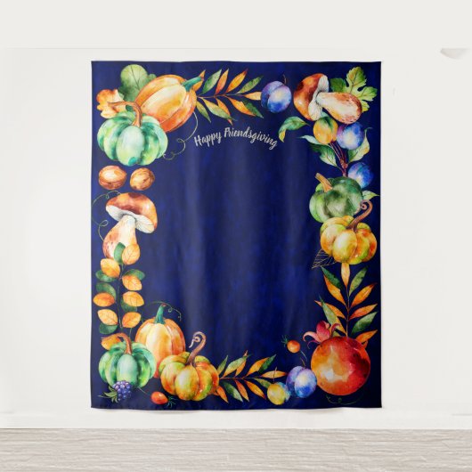 幸せなFriendsgivingの写真の背景幕の秋の収穫 タペストリー (正面)