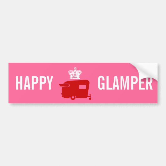 幸せなGlamper - RV -旅行トレーラーのユーモア バンパーステッカー (正面)