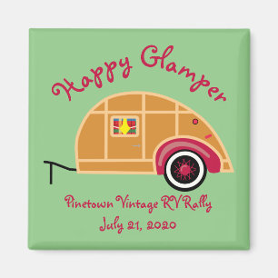 幸せなGlamper Woodieのヴィンテージの涙のトレーラー マグネット