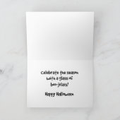 幸せなHallowineのカボチャワイングラスハロウィン カード (内部)