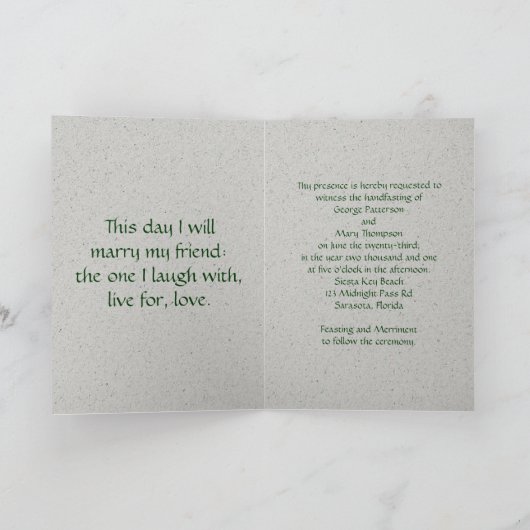 幸せなHandfasting カード (内部)