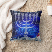 幸せなHannukahの雪の枕 クッション (ブランケット)