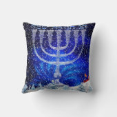 幸せなHannukahの雪の枕 クッション (裏面)