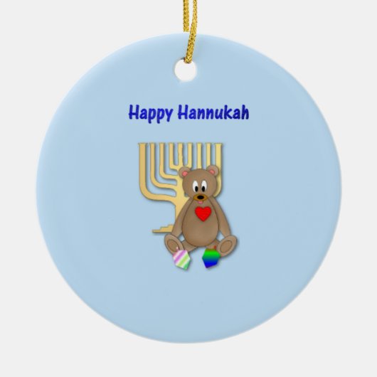 幸せなHannukah セラミックオーナメント (正面)