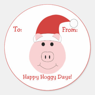 幸せなHoggyの日のクリスマスのギフトのラベルのステッカー ラウンドシール