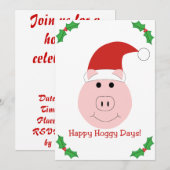 幸せなHoggyの日のクリスマスのパーティの招待状 招待状 (正面/裏面)