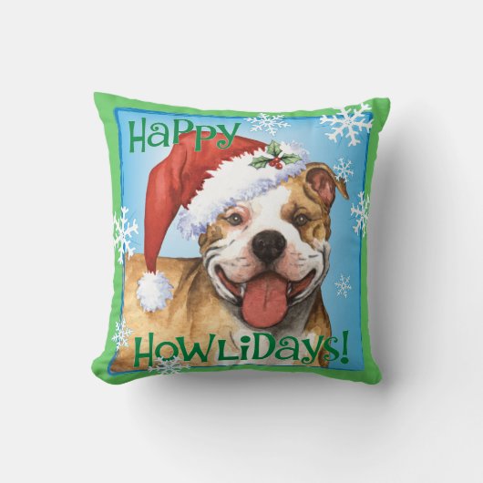 幸せなHowlidayピット・ブルテリア クッション (正面)