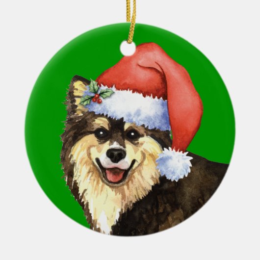 幸せなHowlidayフィンランドのLapphund セラミックオーナメント (正面)