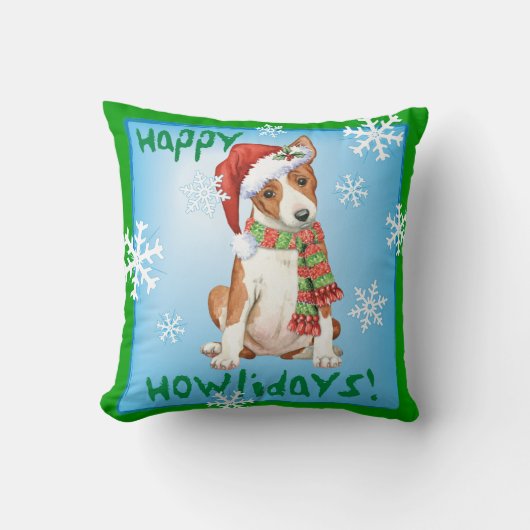 幸せなHowliday Basenji クッション (正面)
