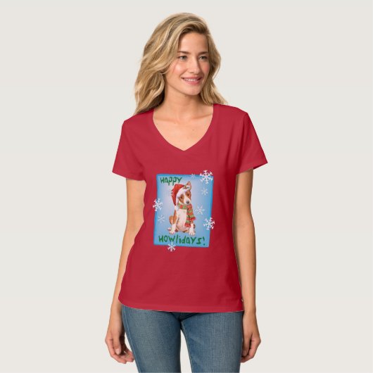 幸せなHowliday Basenji Tシャツ (正面フル)