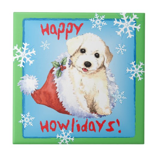 幸せなHowliday Bichon タイル (正面)