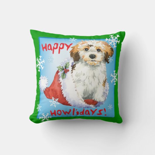 幸せなHowliday Havanese クッション (正面)