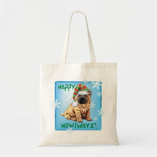 幸せなHowliday Shar-Pei トートバッグ (正面)