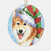 幸せなHowlidaysのアイスランド人の牧羊犬 セラミックオーナメント (左)
