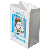 幸せなHowlidaysのエスキモー犬 ミディアムペーパーバッグ (裏面アングル)