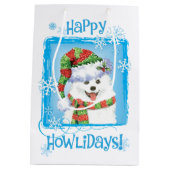 幸せなHowlidaysのエスキモー犬 ミディアムペーパーバッグ (裏面)