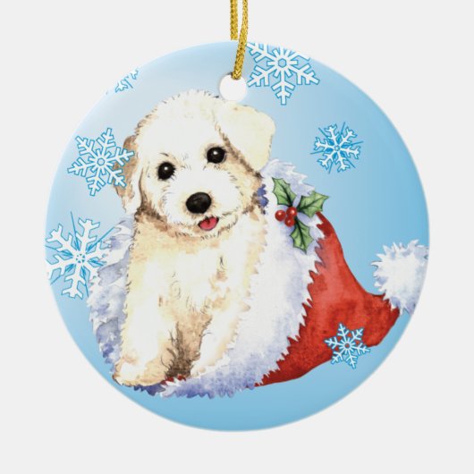 幸せなHowlidays Bichon セラミックオーナメント (正面)