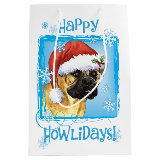 幸せなHowlidays Bullmastiff ミディアムペーパーバッグ (正面)